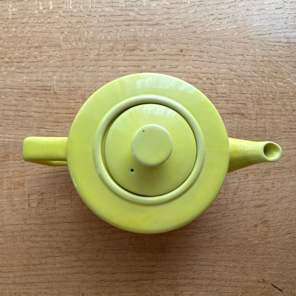 Vintage National Silver Co. Teapot Yellow Green With Sticker